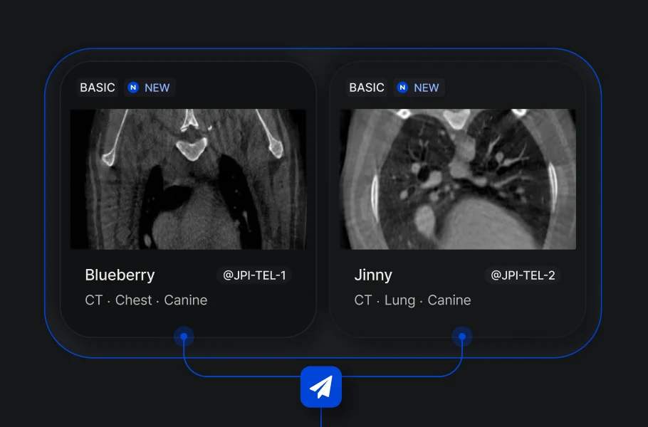 Two CT studies, chest and lung, attached to a reading request