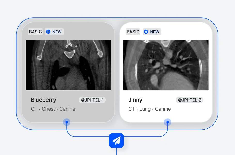 Two CT studies, chest and lung, attached to a reading request